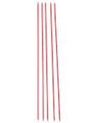 Set med sex röda och vita randiga plastdrickssugrör, raka, återanvändbara och passar för kalla drycker. Varje sugrör är cirka 25 cm långt.