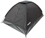Sort kuppelformet telt med lynlåsdør foran, vandtæt materiale og forstærkede syninger. Plads til to personer. "Nordthyborg"-logo på nederste sidepanel.