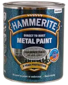Hammerite metalmaling til direkte på rust, hamret sølvgrå, 8 års beskyttelse, vandafvisende, anti-korrosion, ingen grunding nødvendig, hurtigtørrende, 750 ml dåse.
