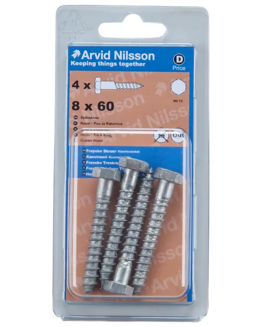 Arvid Nilsson Fransk skrue 8 x 60 mm 4-pak