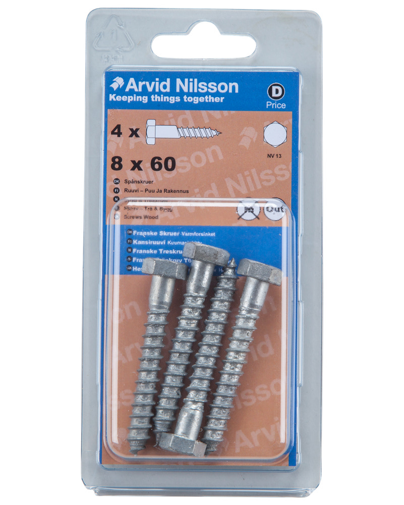 Arvid Nilsson Fransk skrue 8 x 60 mm 4-pak