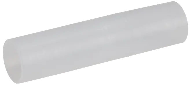 Klar, cylindrisk silikonslang med slät yta, öppen i båda ändar. Flexibel och hållbar, lämplig för vätskeöverföring, laboratorie- eller akvariebruk. Cirka 15 cm lång, 3 cm diameter.