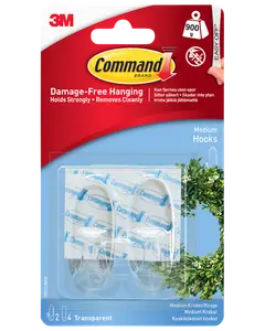Command™ Krokar med strips – transparenta, medelstora